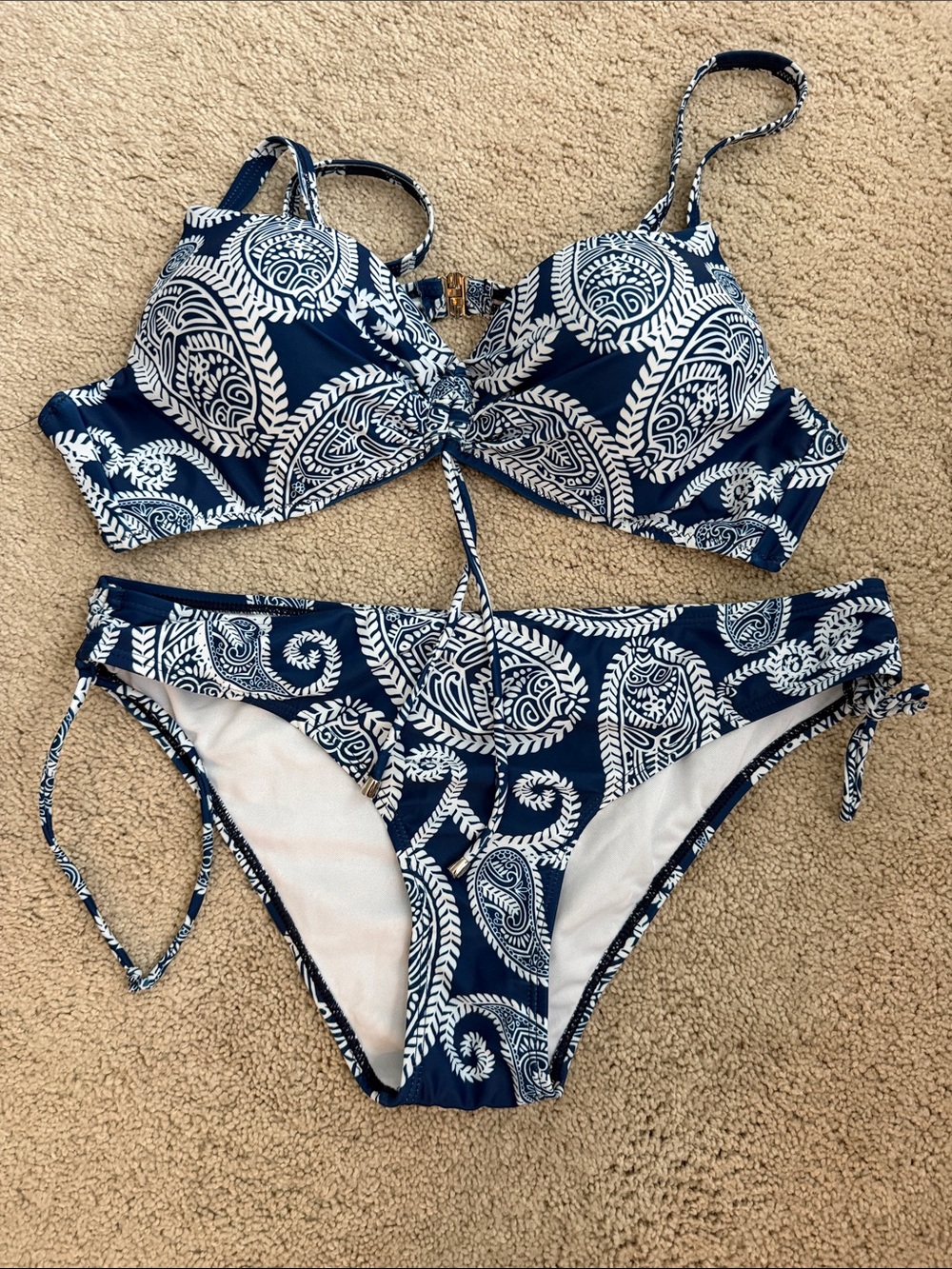 Navy & White Paisley Two-Piece Bikini XL BATHING SUIT TWO PIECE CUTE